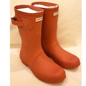 HUNTER Women's Original Short Logo Boots Sz-9 Red Flurry